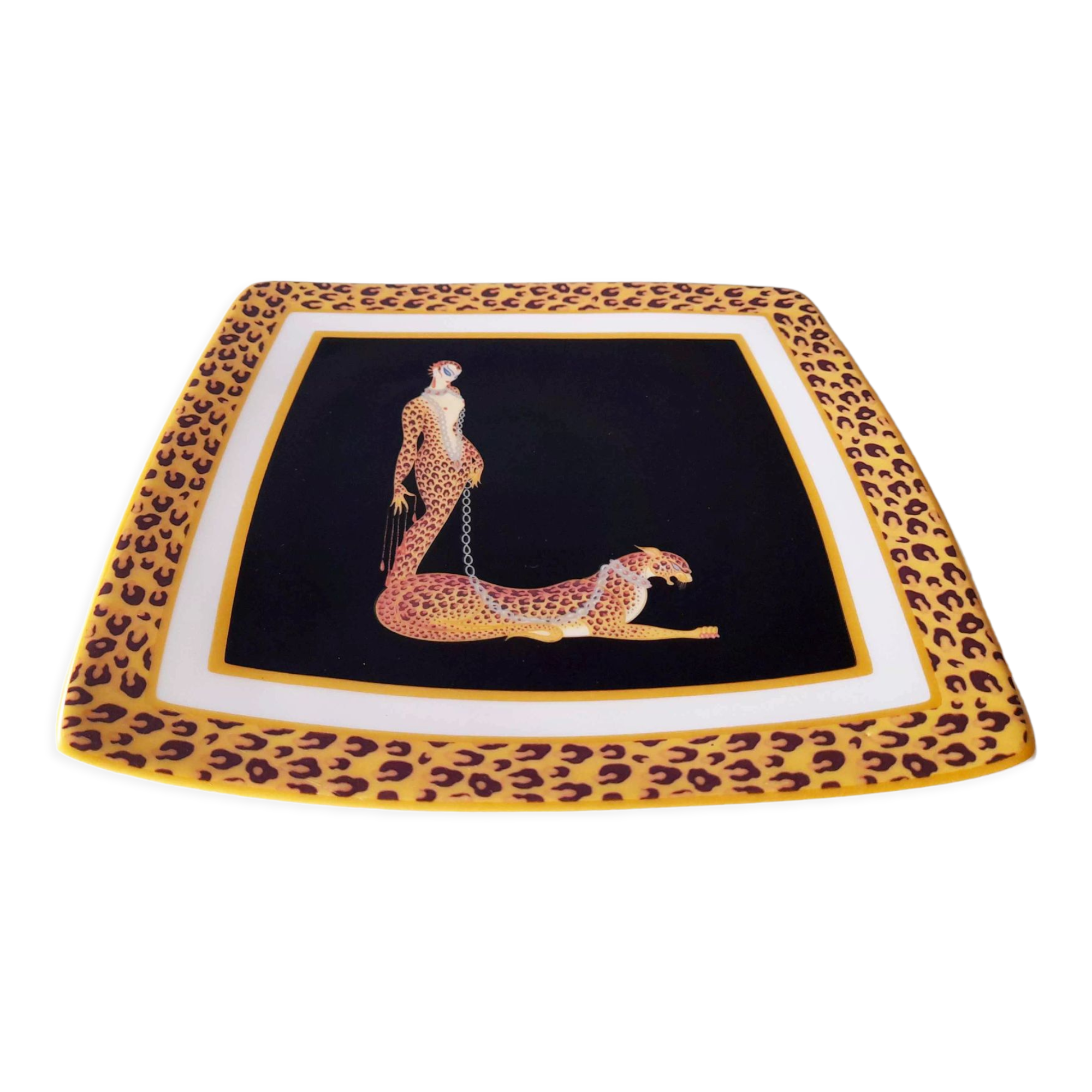 Art deco plate with erte drawing