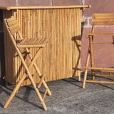 Bamboo counter or bar. (With 2 folding high chairs)