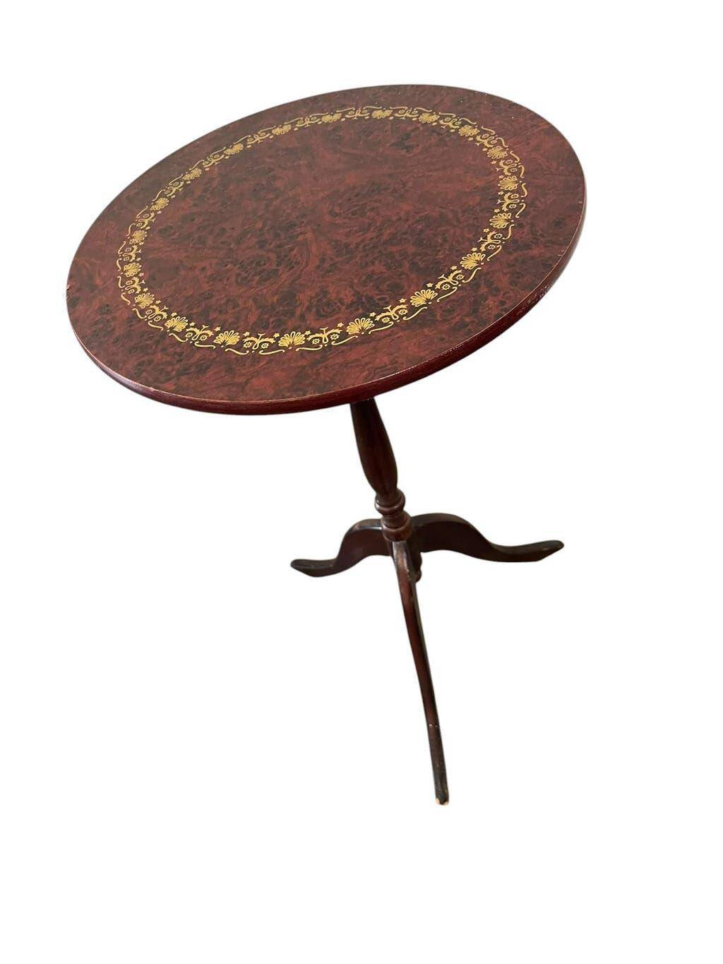 Table d'appoint ronde vintage en bois / guéridon / support