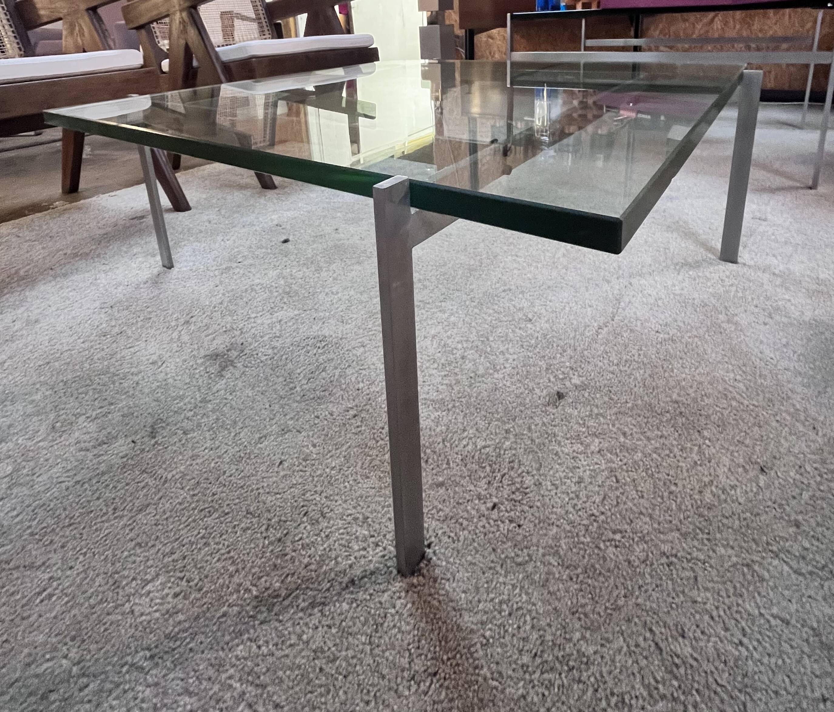 Poul Kjaerholm glass coffee table model PK61, Denmark 1960s