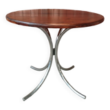 Vintage round chrome and solid wood table
