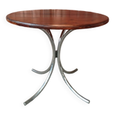 Vintage round chrome and solid wood table