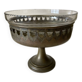 Antique crystal fruit bowl on a brass pedestal