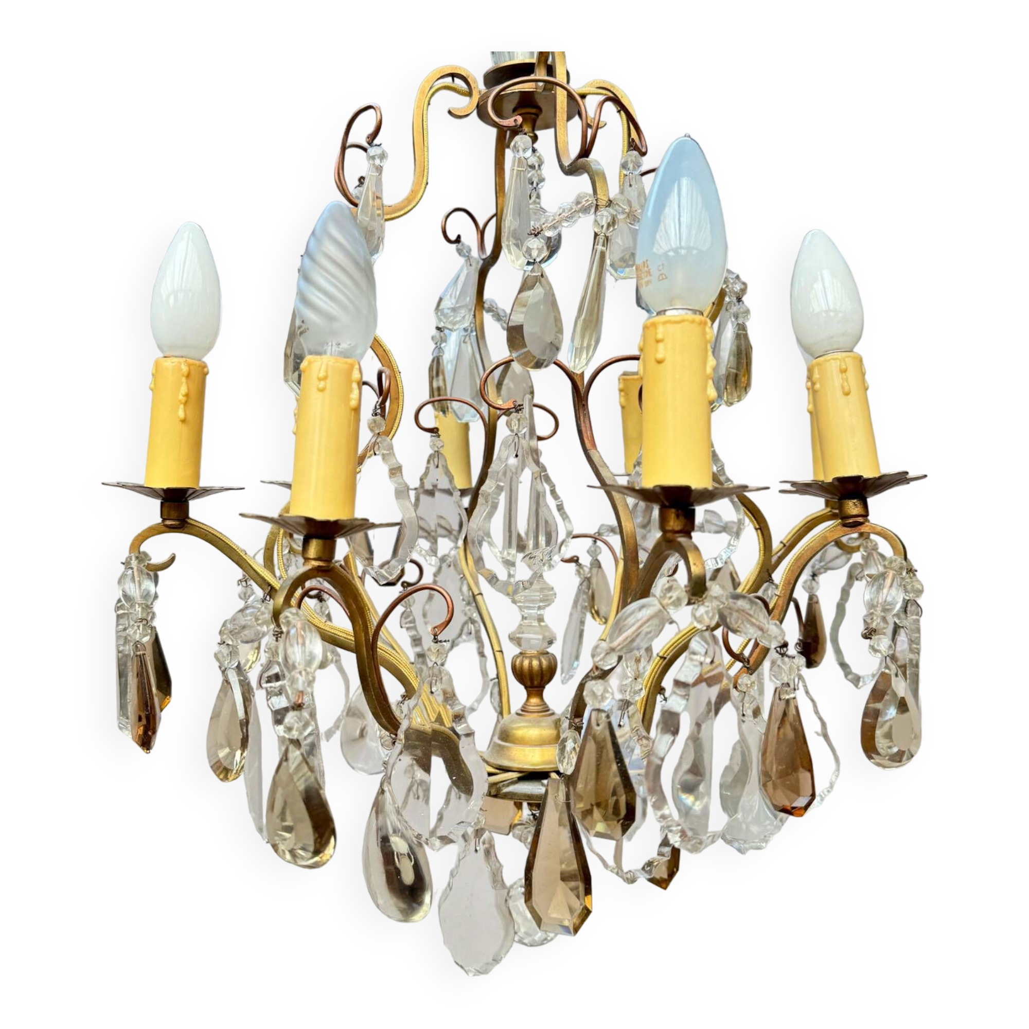 Baccarat Cage Chandelier In Bronze And Crystal Louis XV Style XIX Eme Century