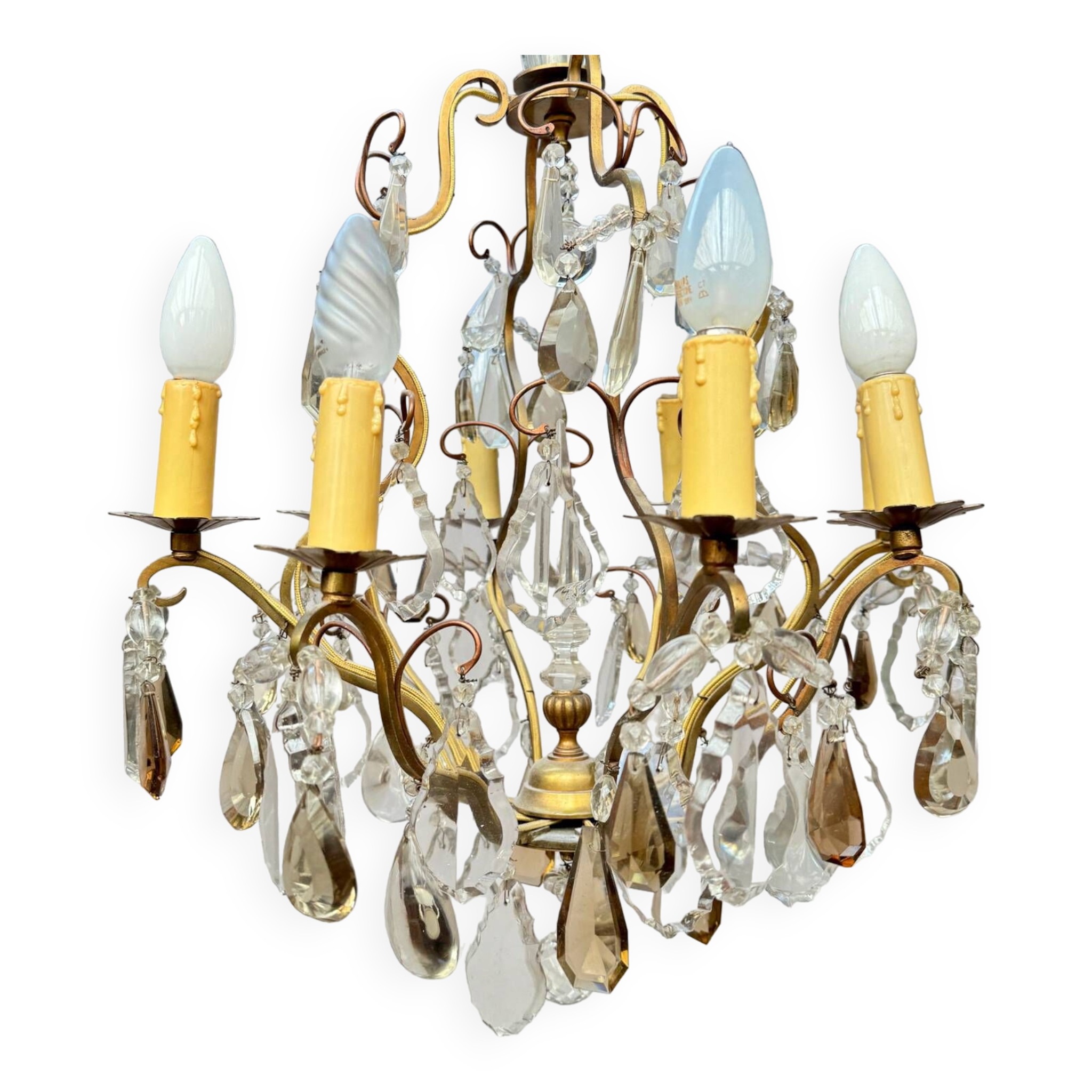 Baccarat Cage Chandelier In Bronze And Crystal Louis XV Style XIX Eme Century