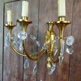 Ancient wall lamp in gilded brass with stamps