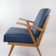 Fauteuil en cuir bleu des années 1970
