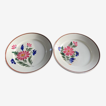 Large dishes Terre de Fer St-Amans floral motifs