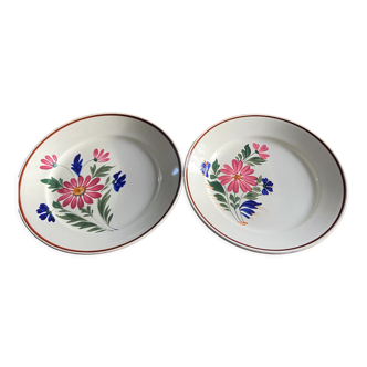 Large dishes Terre de Fer St-Amans floral motifs