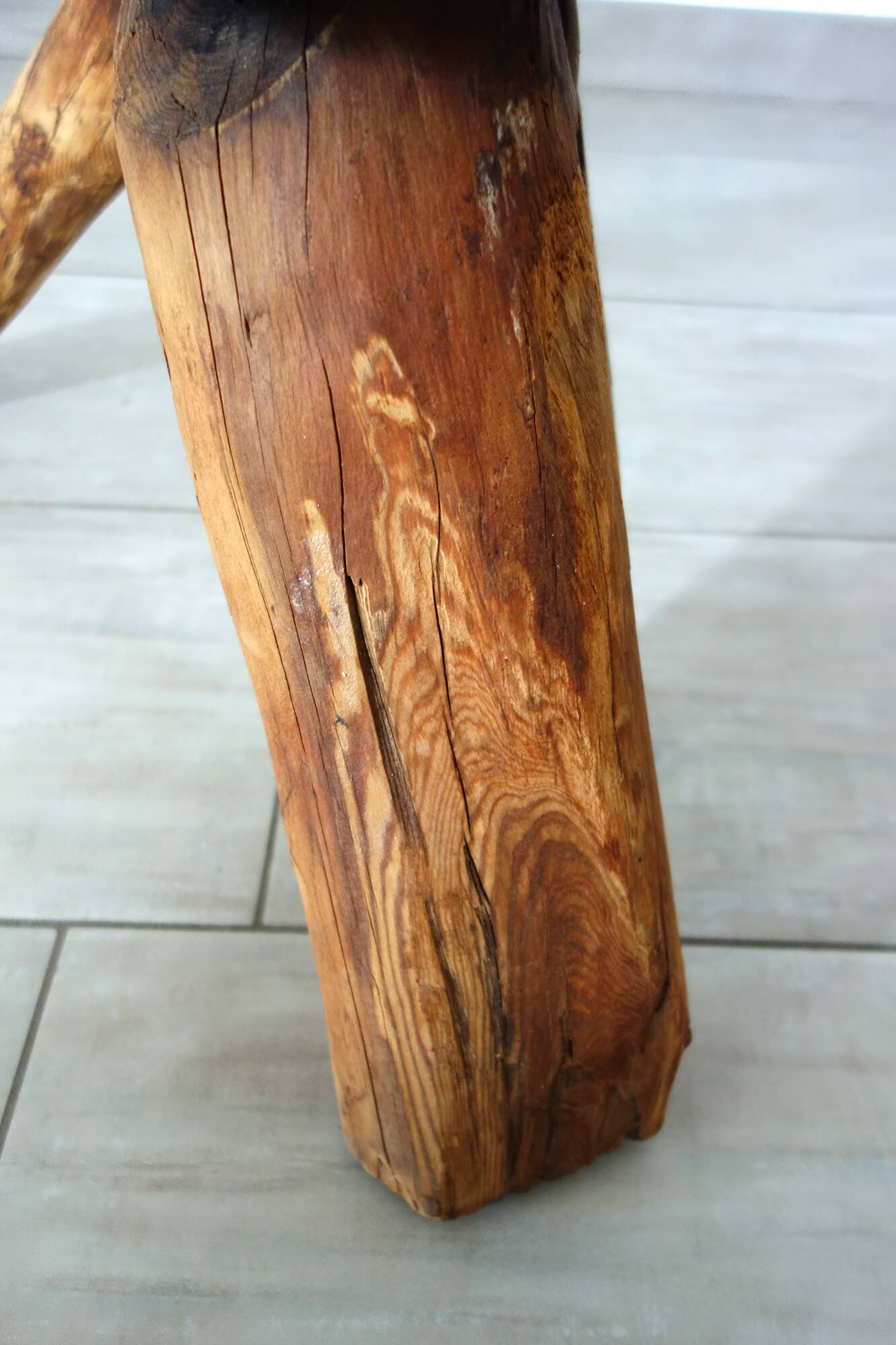 Vintage wooden brutalist stool or plant stand