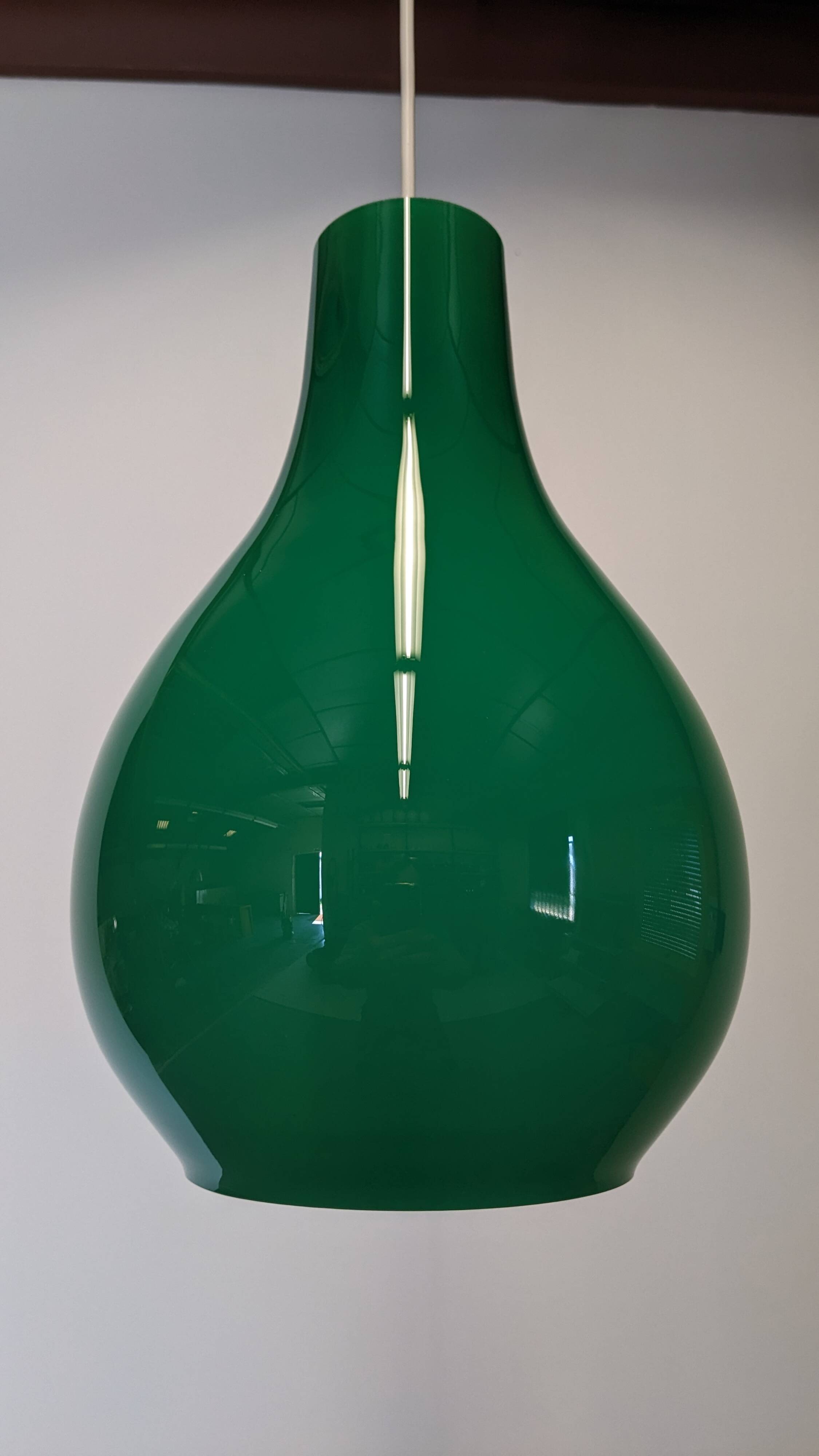 Green opaline water drop pendant light from the 50s/60s