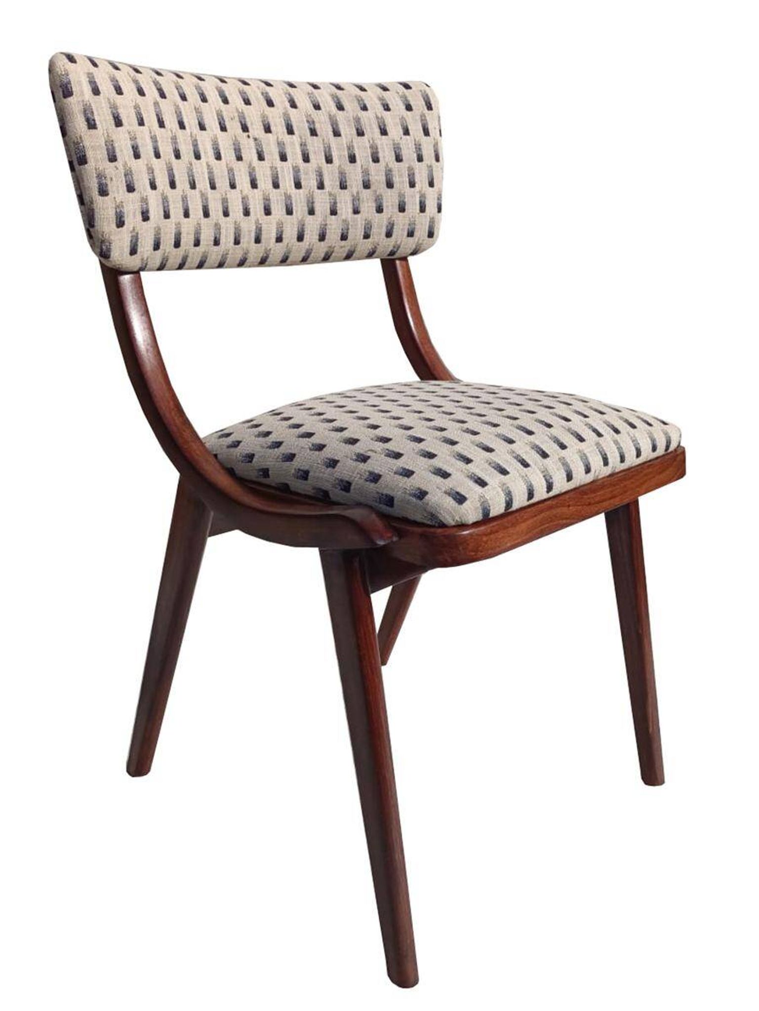 Mid-Century Modern Bumerang Chair, light cream white jacquard, Poland, 1960s