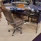 Smoked glass and metal desk, 1970s.