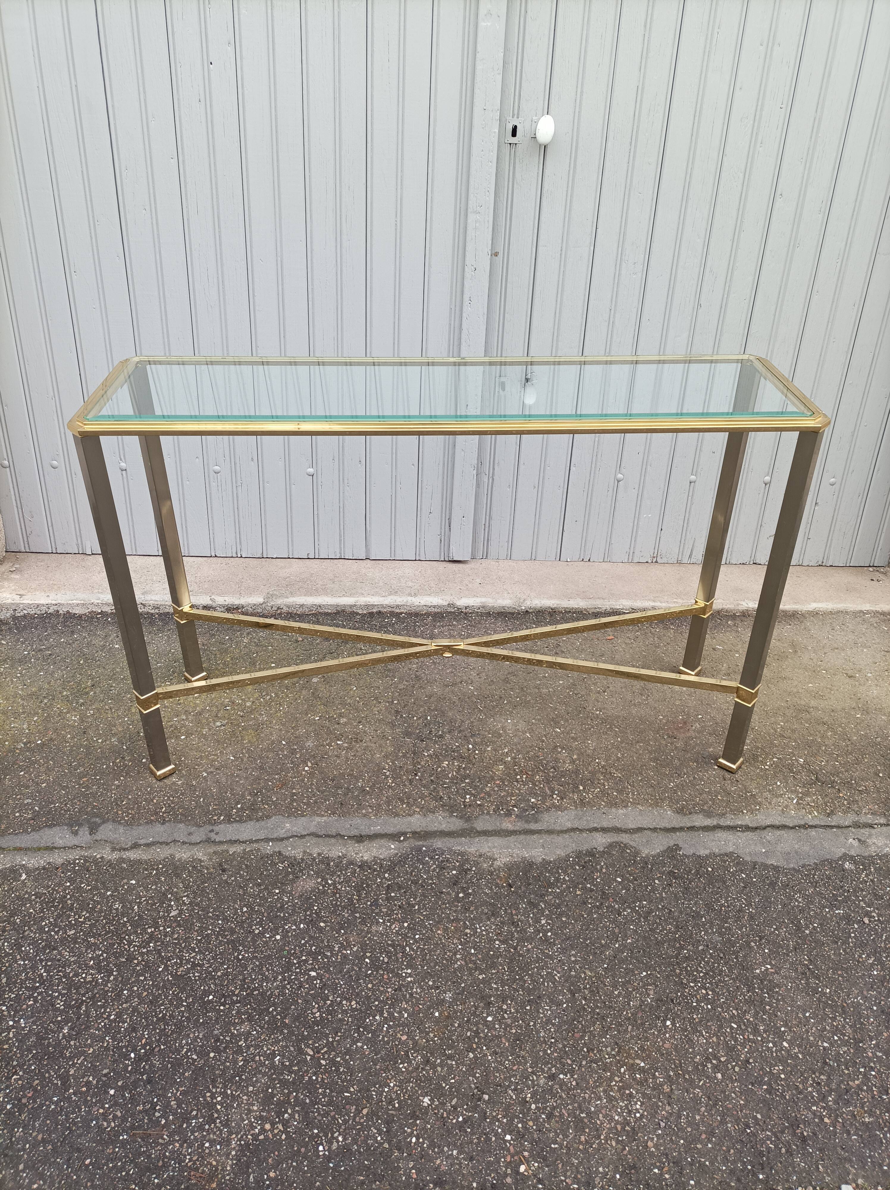 Console vintage métal et verre