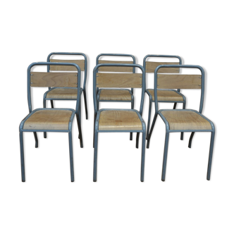 Chaises d'appoint en métal tubulaire et bois de Henry Julien 1950s