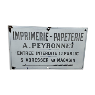 Printing stationery PEYRONNET SAINT ETIENNE 1900 enamelled plate