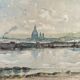 Watercolor old shore golden frame