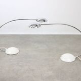 Vintage arc table lamp in white and chrome from meblo, 1980s