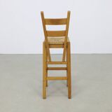 Vintage Barstools in Oak and Rattan, 1970s, set of 4