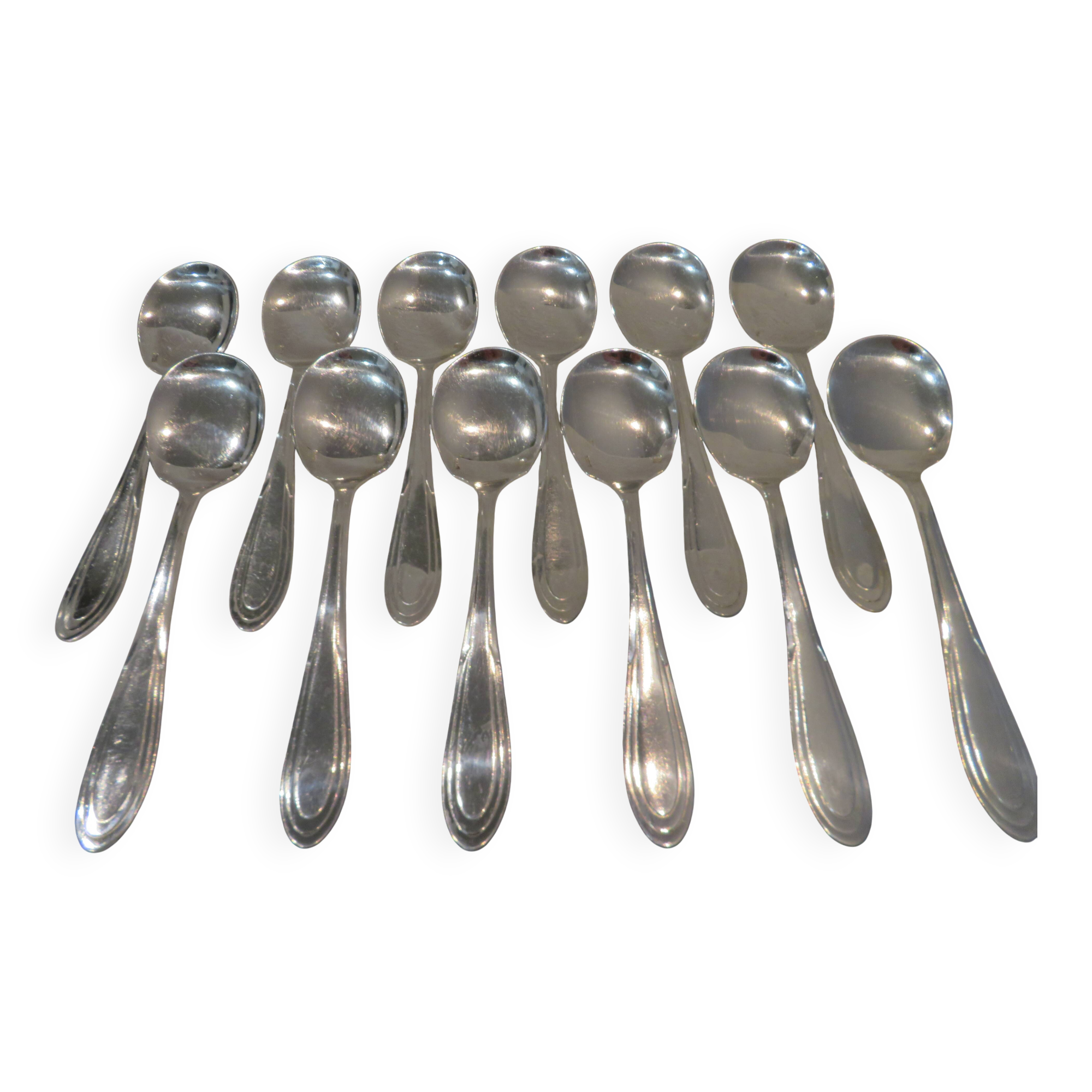 12 silver-plated ice cream scoops, goldsmith Ravinet Denfert st art deco 14cm