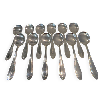 12 pelles à glace métal argenté orfèvre Ravinet Denfert st art deco 14cm