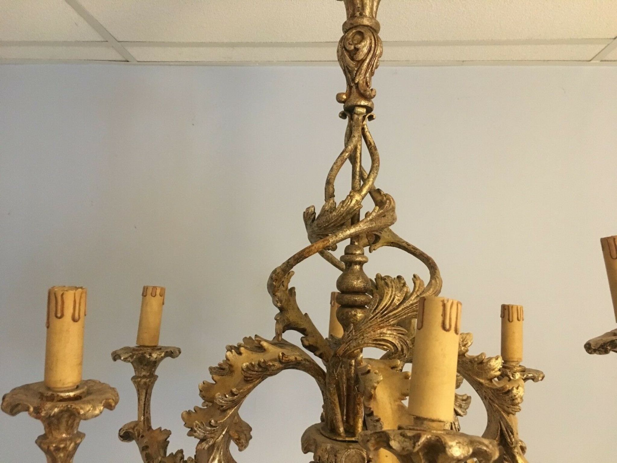 Louis XV Patine style chandelier with ancient Golden Patina Rockery Luster