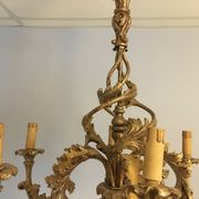 Louis XV Patine style chandelier with ancient Golden Patina Rockery Luster