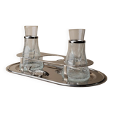 Argent Silverplated Metal Vintage Serving Set for Shots or Caviar-Tray, Ice Holders, Glasses, Italian 1970s Mid-Century Elegant