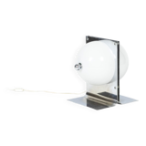 Table lamp in polished metal and opaline, 1970s