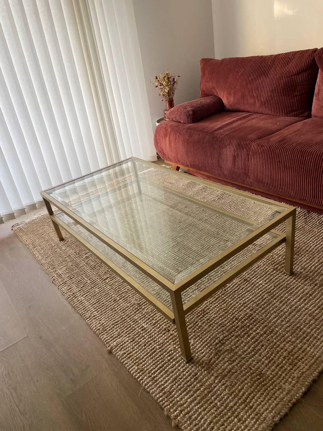 Vintage gold metal coffee table