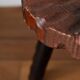 Set of two vintage round tripod stools, wooden farm stools.