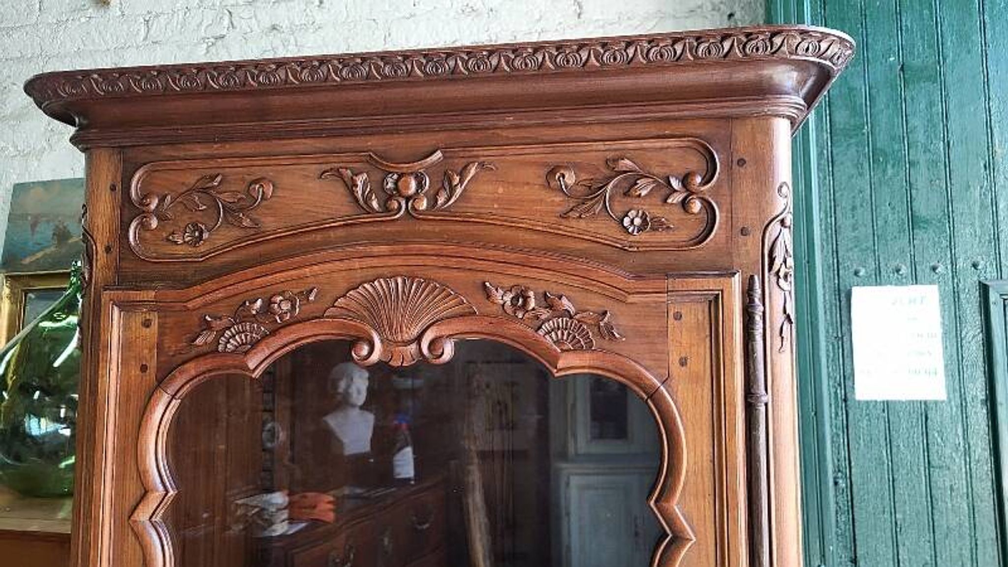 Vitrine style louis xv 1 porte en merisier