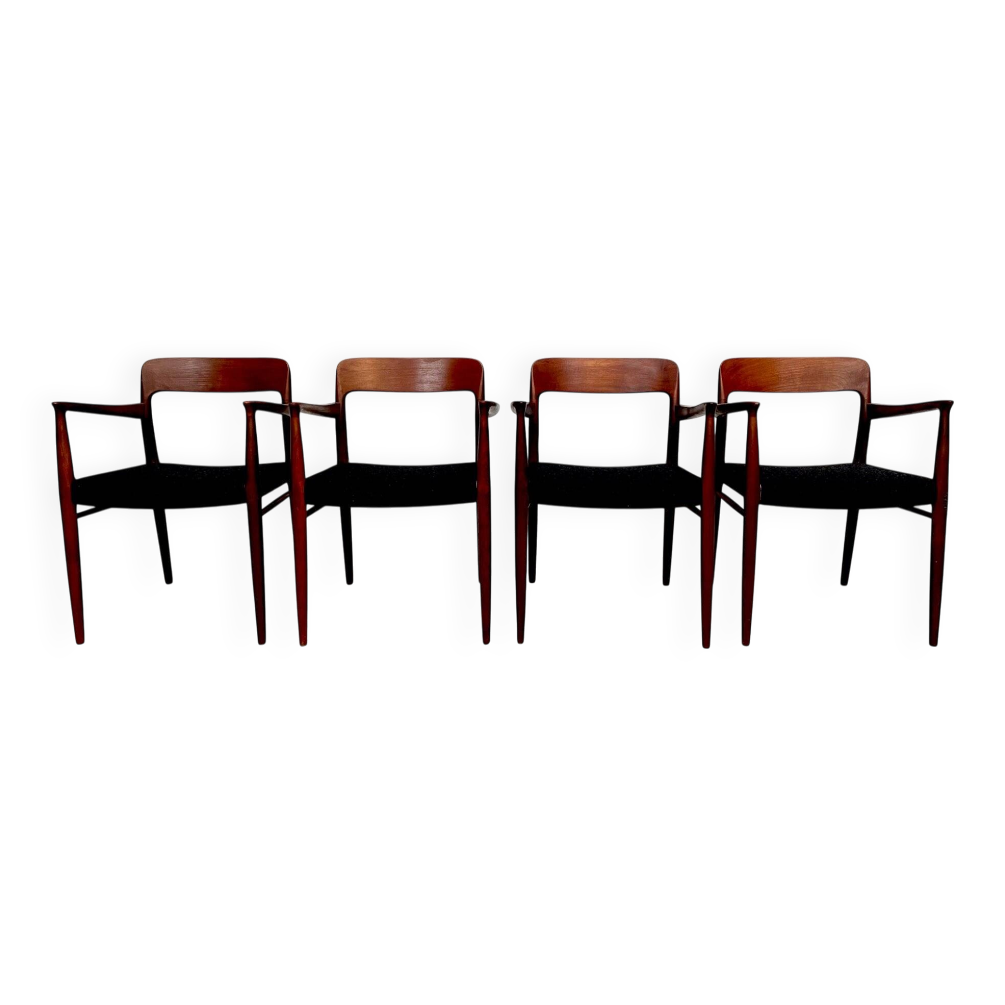 Danish teak model 56 chairs by Niels O. Møller for J.L. Møllers, 1954, set of 4