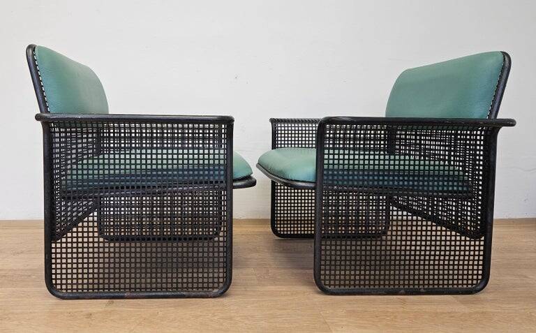 Set of Two Rare Metal Armchairs Talin Vicenza, Italy, 1970s