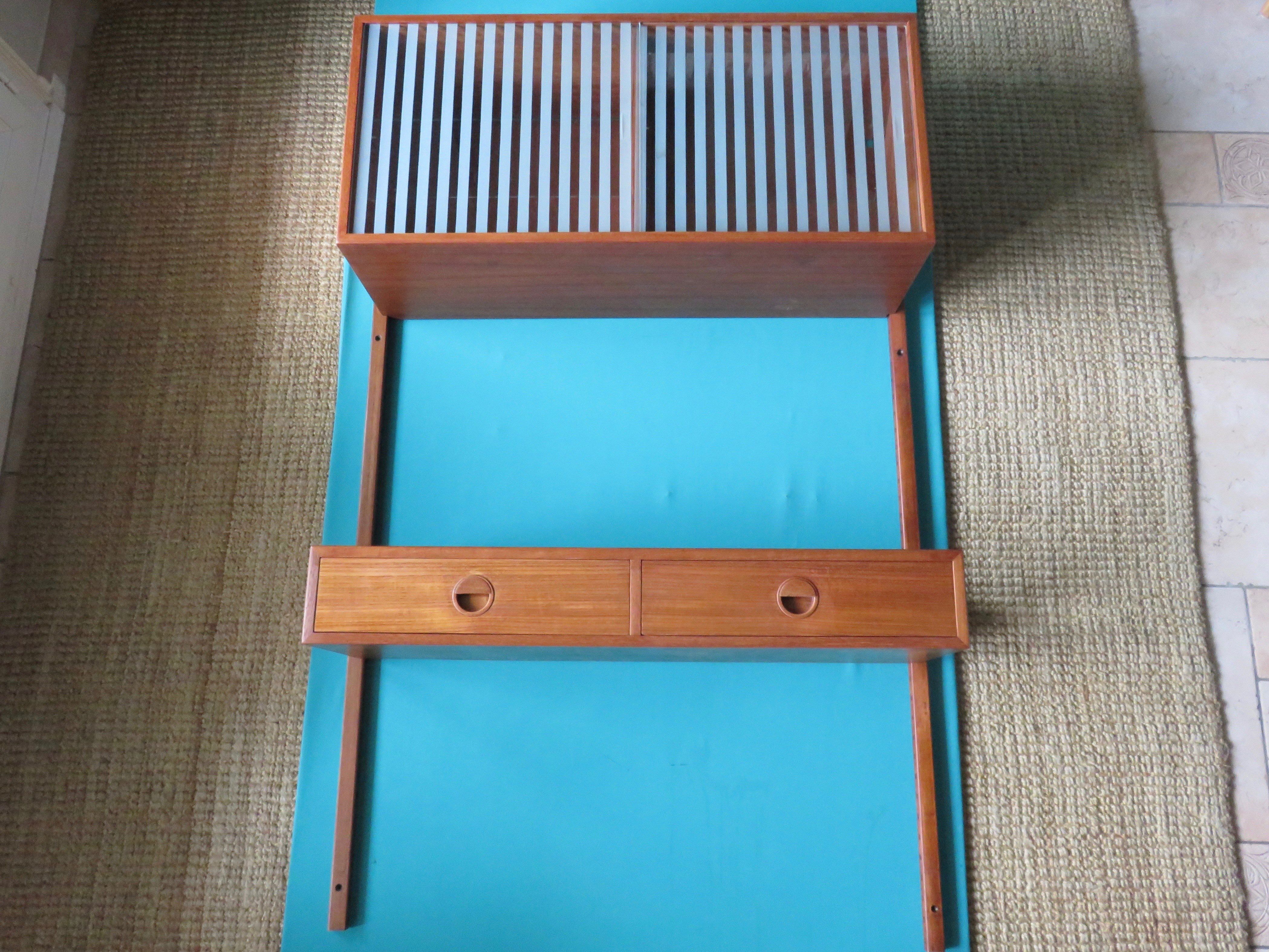 Library coffered suspended in teak, Denmark, 50 years