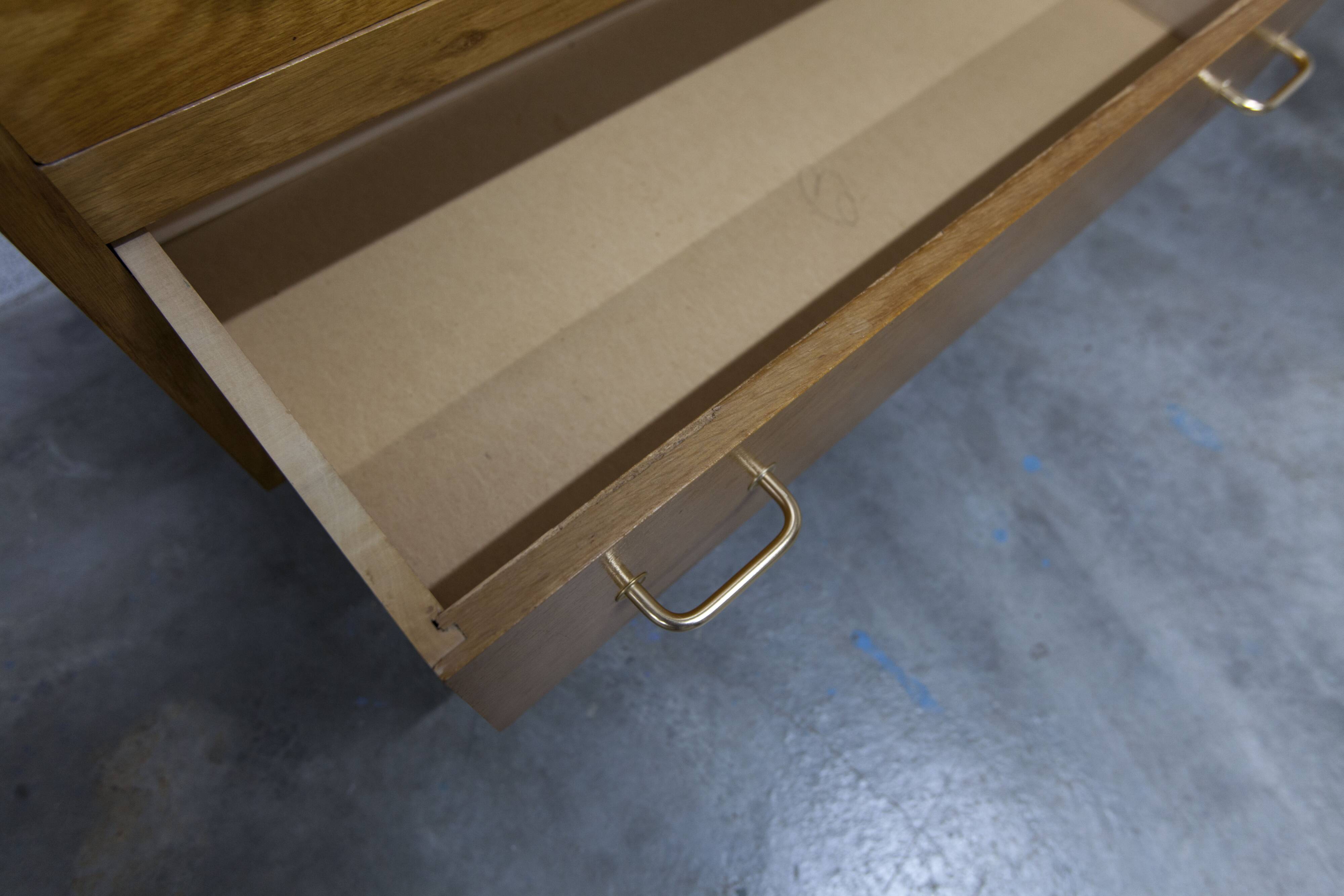 3-drawer chest with splayed legs, 1960s, honey color