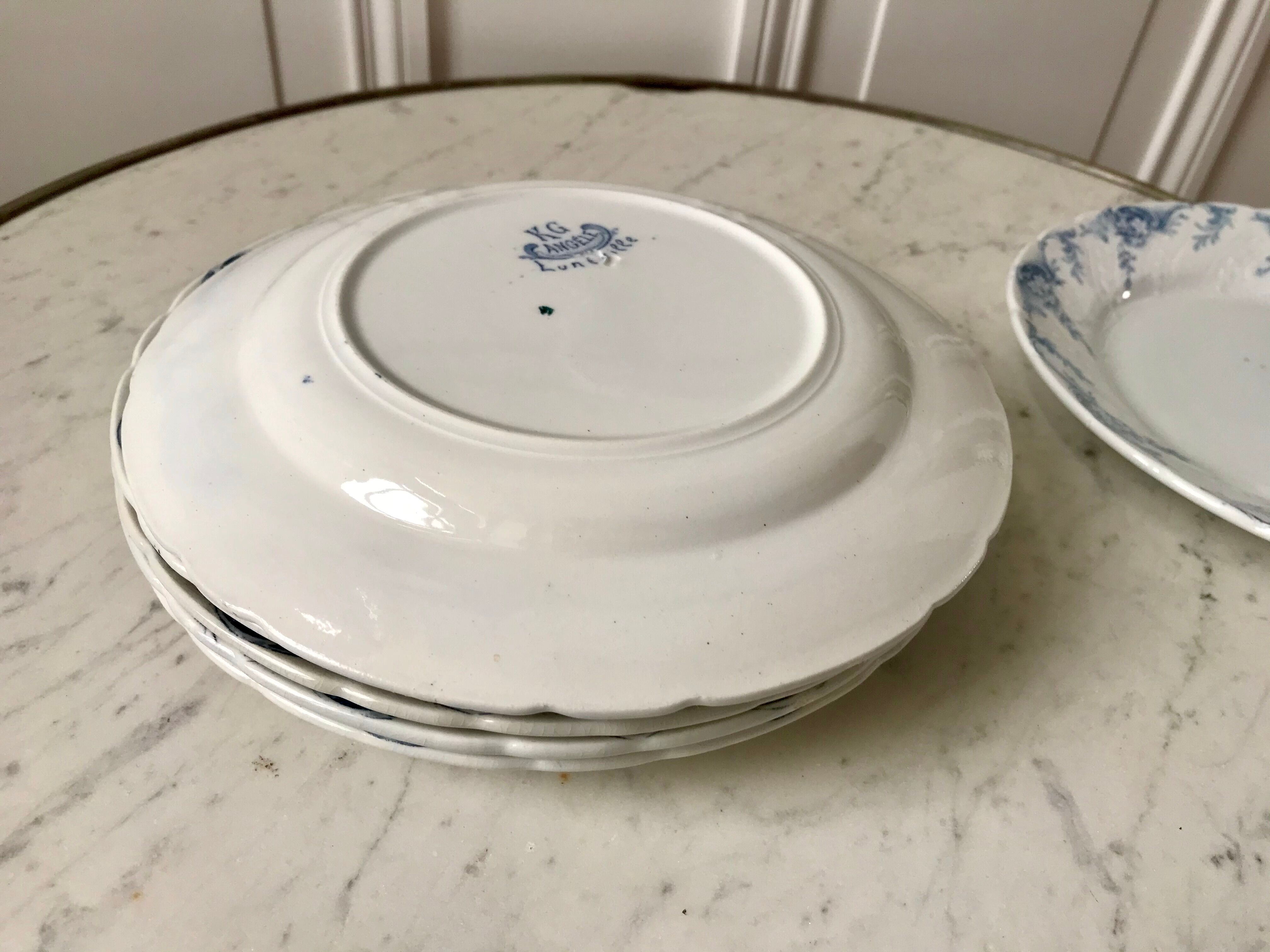 set of 6 dessert plates in K&G Lunéville Ironstone, "Angèle" model, late 19th century