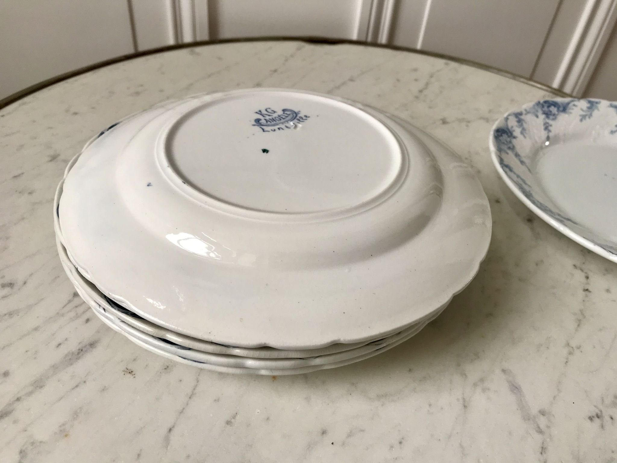 set of dessert plates in K&G Lunéville Iron Earth model "Angèle" late 19th century