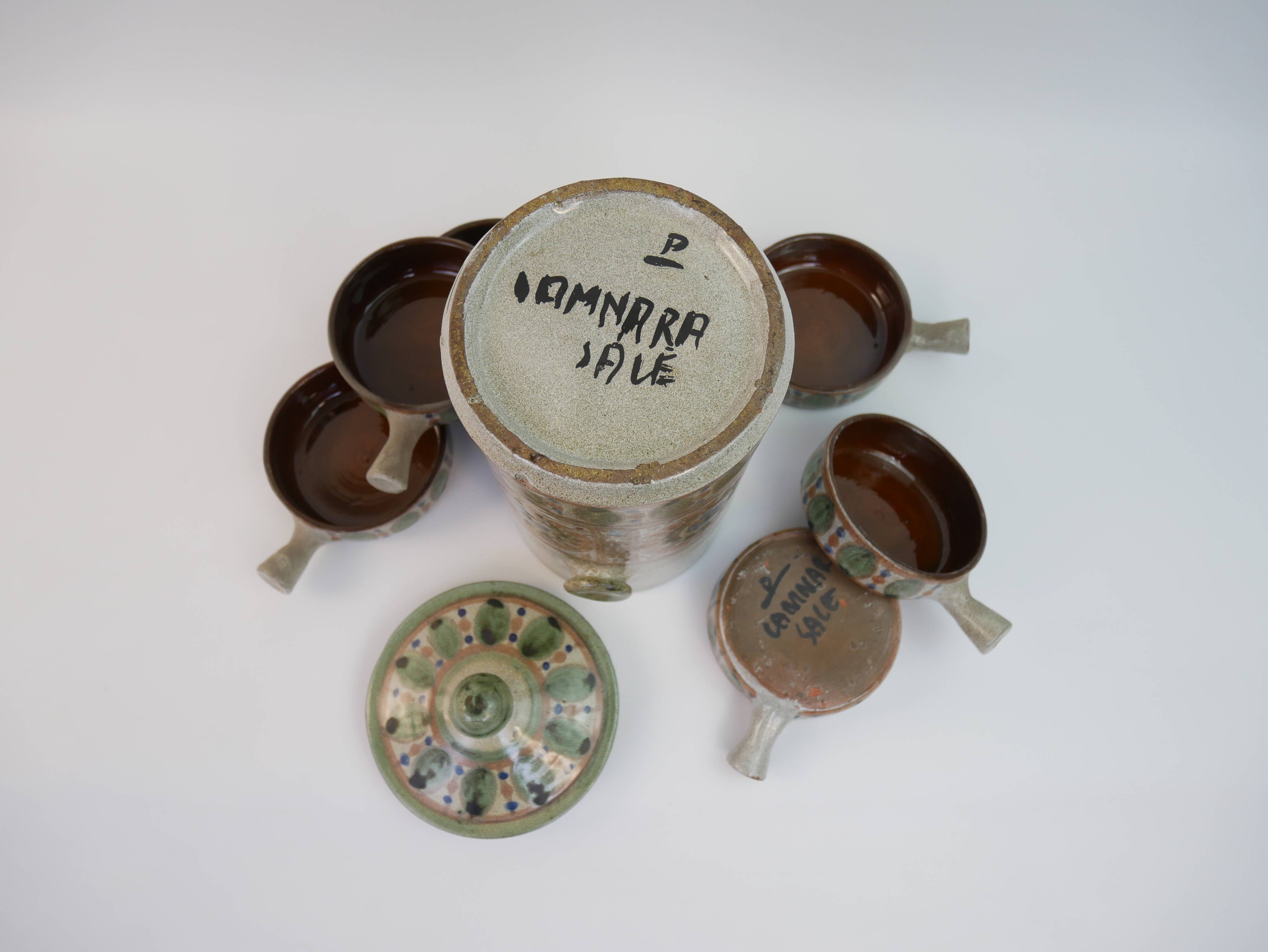 Ceramic aperitif service signed Lamnara Salé Maroc