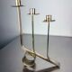 Candelabre Art Déco à 3 flammes en acier inoxydable, France vers les années 1970.