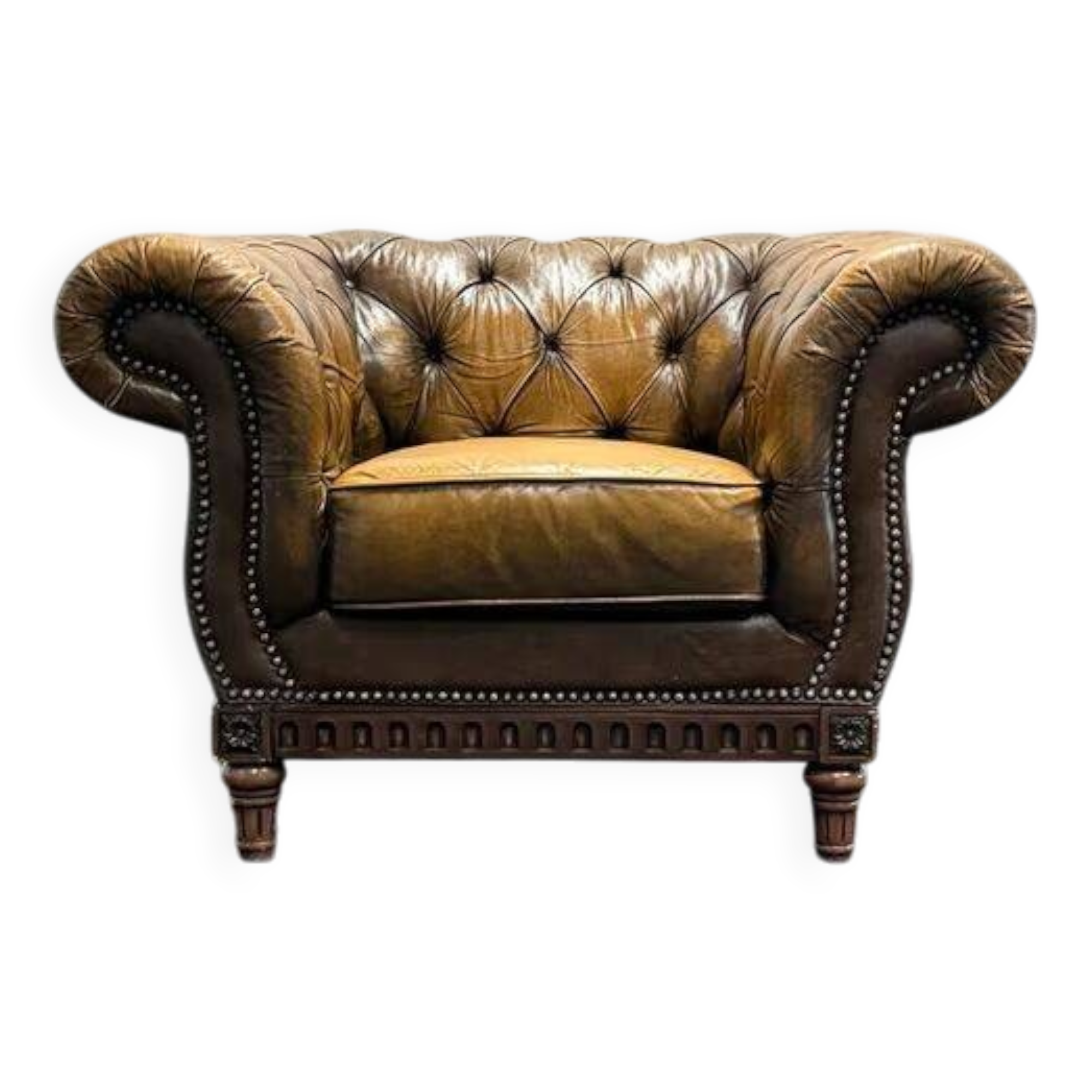 Brown Leather Vintage Chesterfield armchair