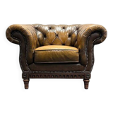 Brown Leather Vintage Chesterfield armchair