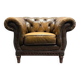 Fauteuil Chesterfield vintage en cuir marron