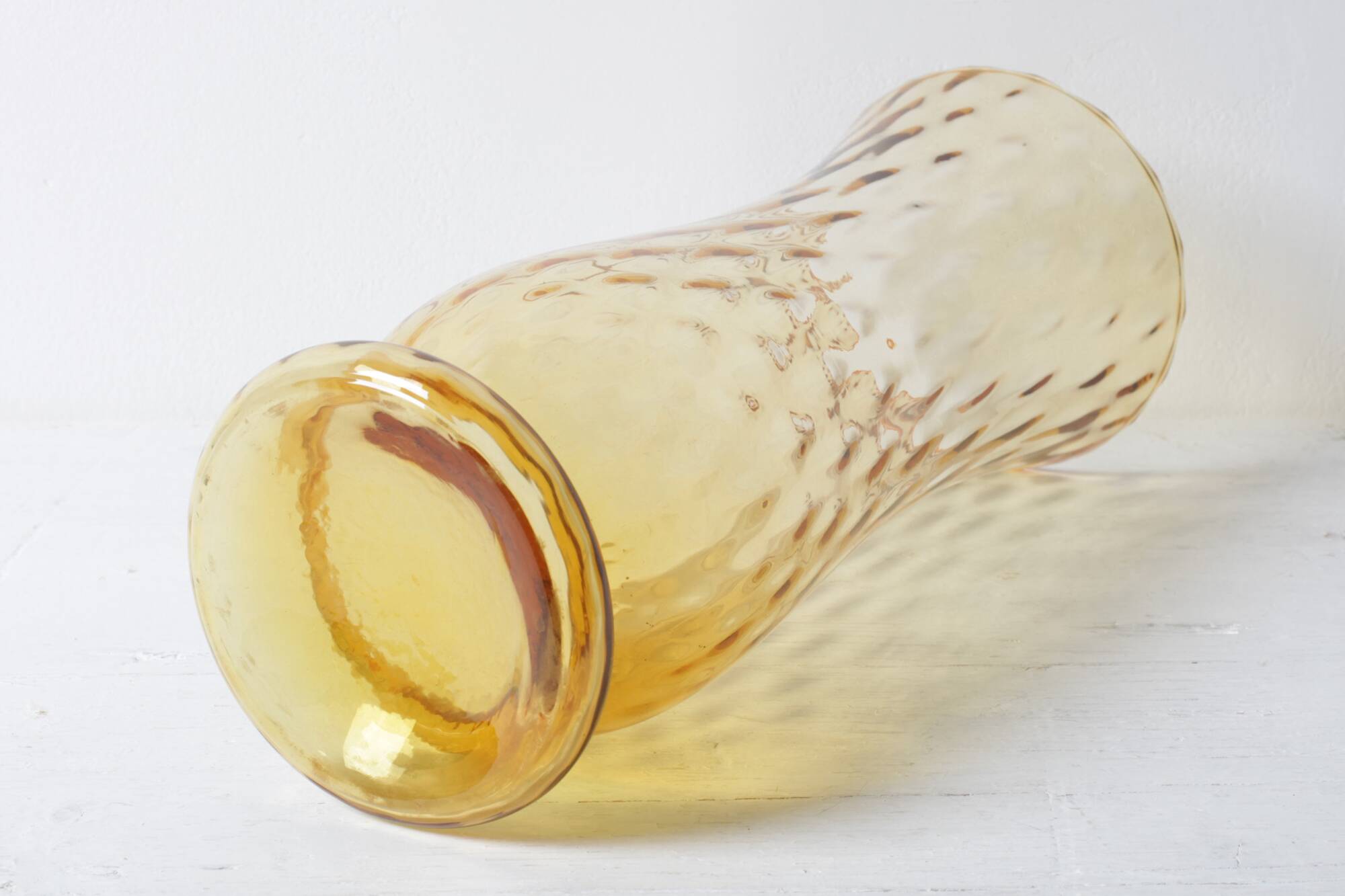 Mid-century Large Stylish Amber Glass Flower Vase / Empoli / Italy / 1970s