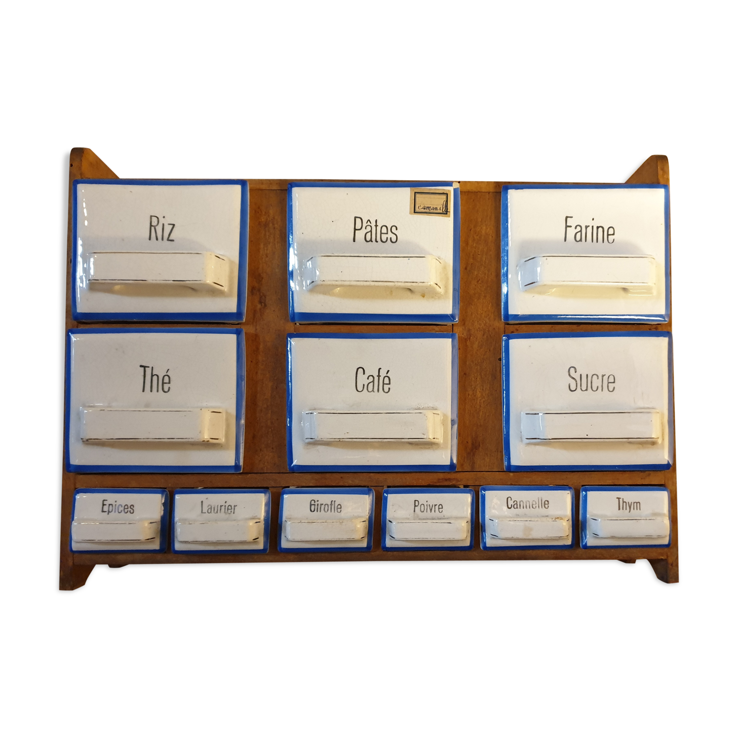 Ceramic and pine spice shelf