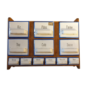 Ceramic and pine spice shelf