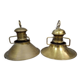 Pair of antique marine suspensions in gilded brass.