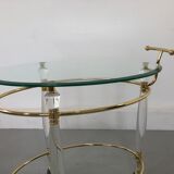 Italian Brass & Glass Bar Serving Cart Trolley, 1970s