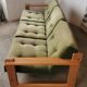 Scandinavian velvet and wood sofa