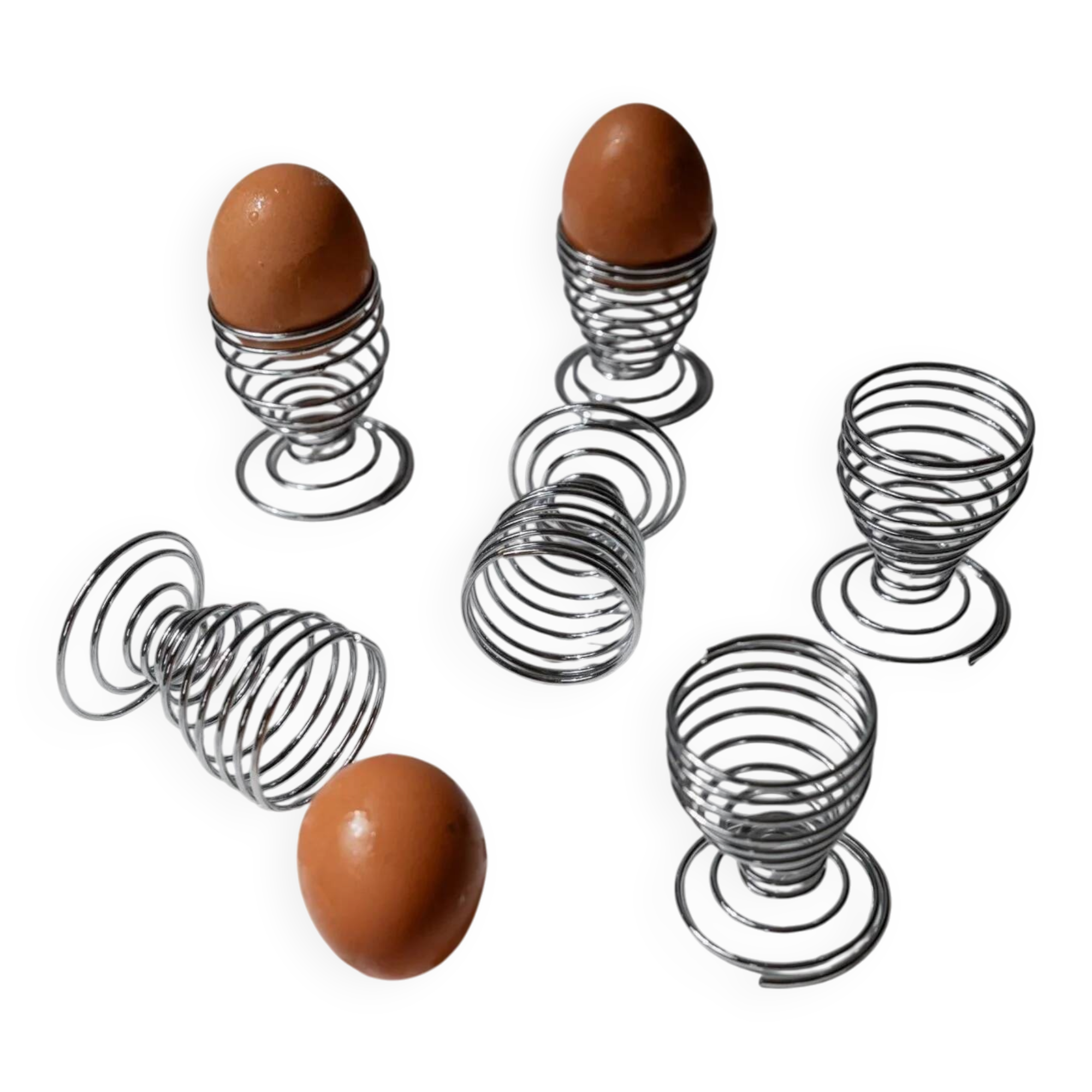 Lot de 6 coquetiers vintage - spirale en métal chromé, design Space Age intemporel, Italie années 1970 - idée cadeau, décoration de table rétro et élégante